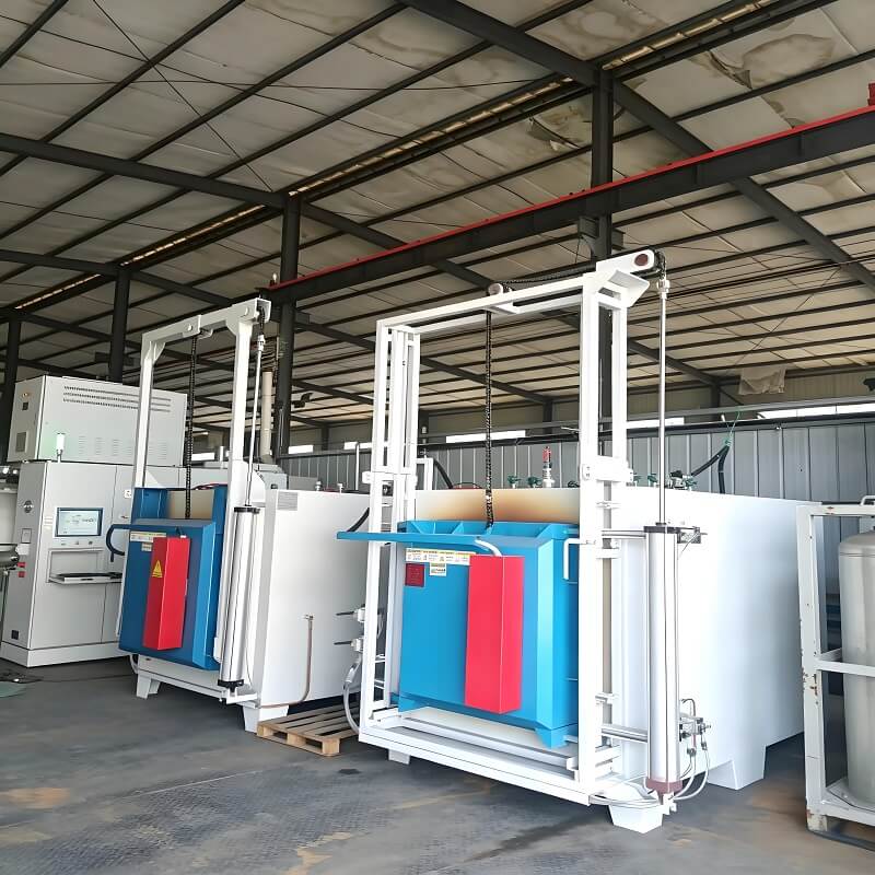 Chamber tempering furnace with vertically opening door