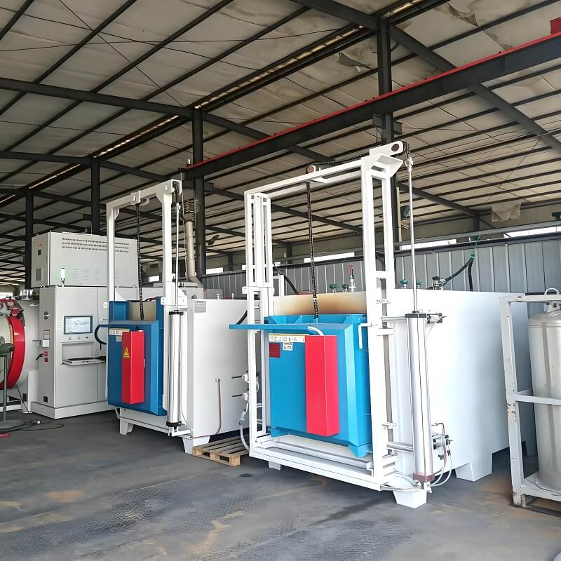 Chamber tempering furnace with vertically opening door
