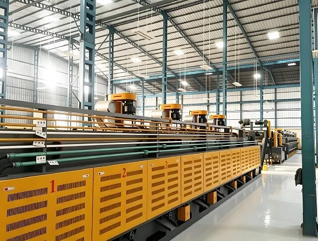 Gas Heating Roller Type Mesh Belt Furnace Full Auto Metal Parts Processing Line